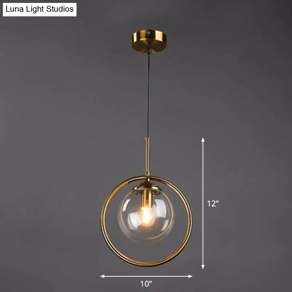 Postmodern Glass Pendant Light With Down Lighting - 1-Light Kitchen Hanging Fixture Clear