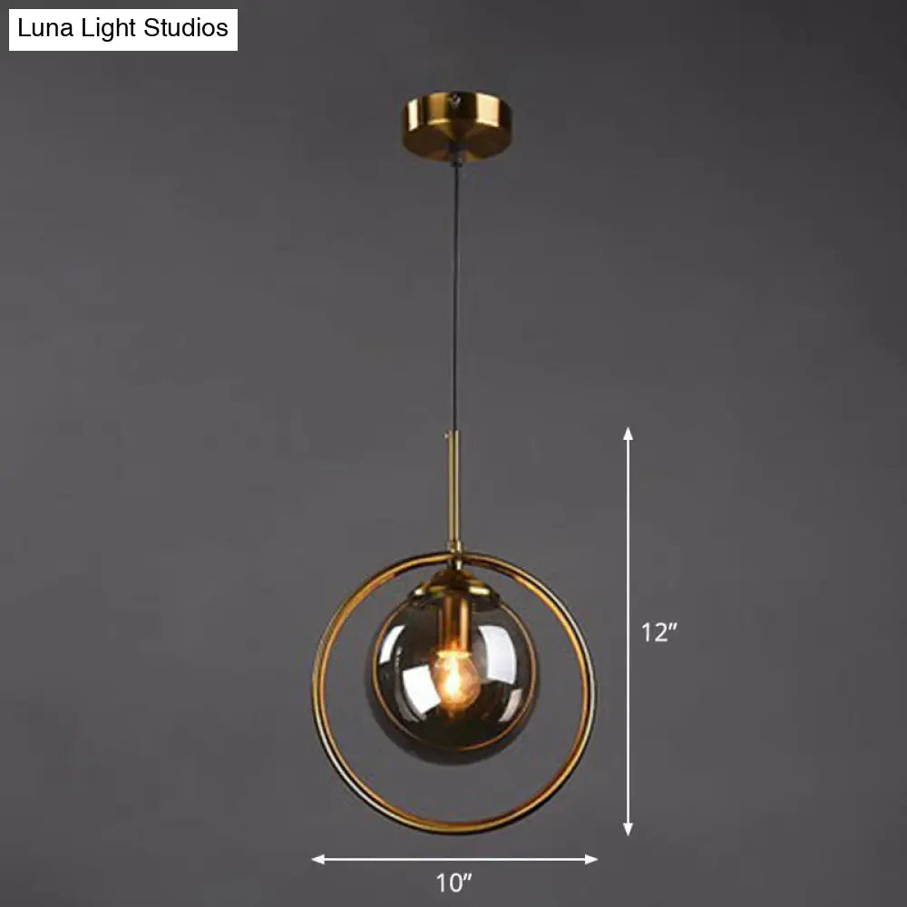 Postmodern Glass Pendant Light With Down Lighting - 1-Light Kitchen Hanging Fixture Smoke Gray