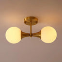 Postmodern Gold Finish Flush Mount Ceiling Light With White Glass Ball 2 /