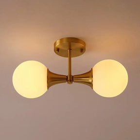 Postmodern Gold Finish Flush Mount Ceiling Light With White Glass Ball 2 /