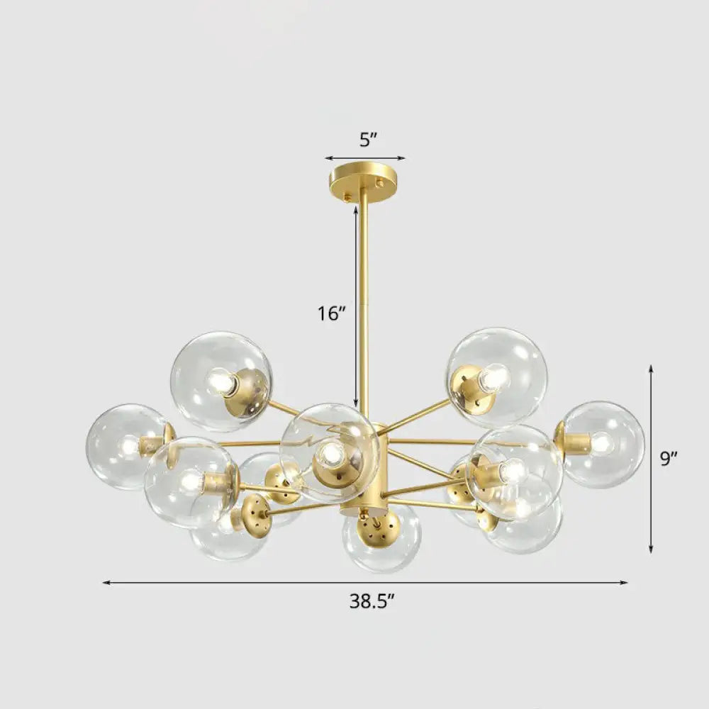 Postmodern Gold Glass Ball Chandelier - Stylish Suspension Lighting For Living Room 12 / Clear