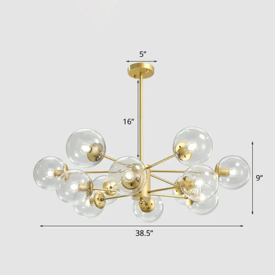 Postmodern Gold Glass Ball Chandelier - Stylish Suspension Lighting For Living Room 12 / Clear