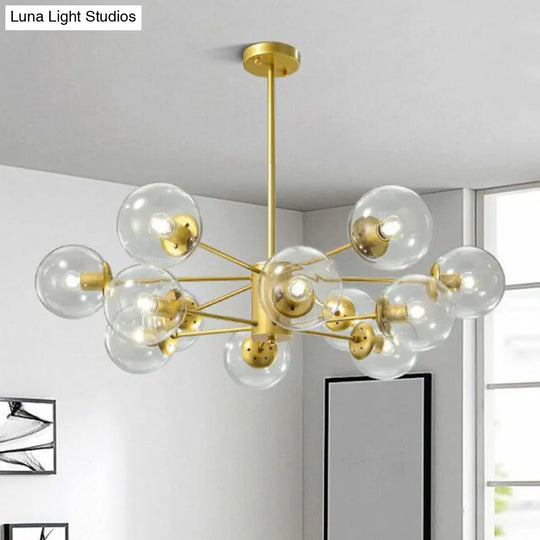 Postmodern Gold Glass Ball Chandelier - Stylish Suspension Lighting For Living Room