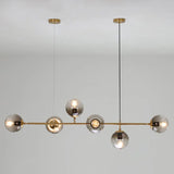 Postmodern Gold Island Pendant With Glass Shades- Set Of 6 Smoke Gray