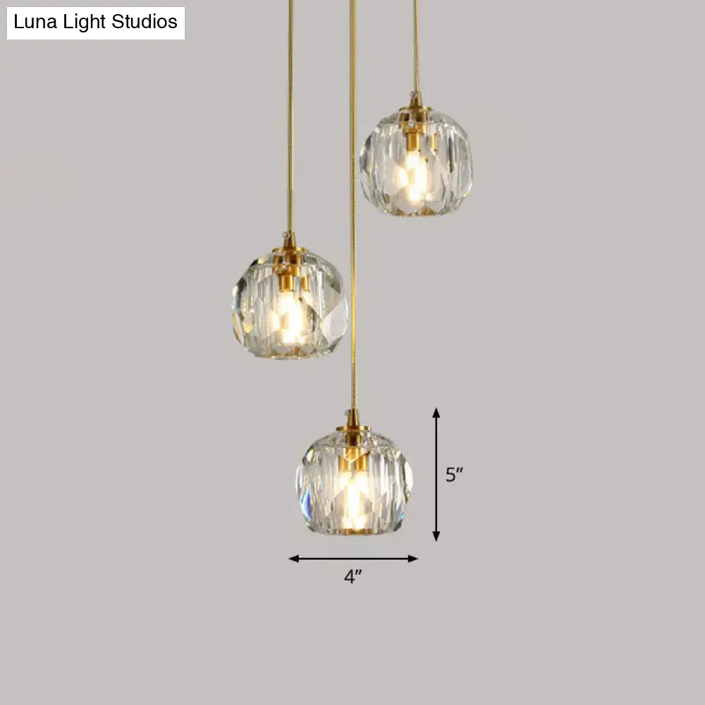 Gold K9 Crystal Pendant Lamp For Stairway Decor