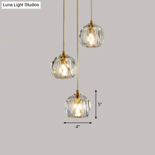 Gold K9 Crystal Pendant Lamp For Stairway Decor
