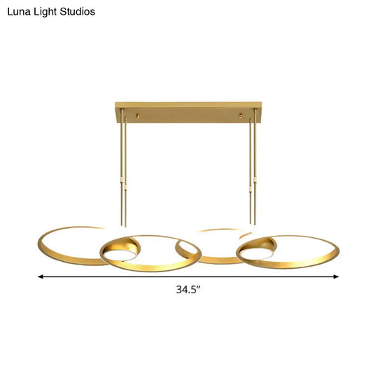 Postmodern Gold Ring Island Pendant Light Fixture Metal Led Kit With Warm/White