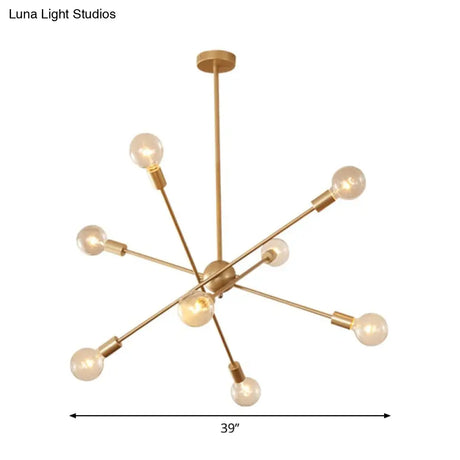 Postmodern Gold Sputnik Chandelier With 6/8 Bulbs – Stylish Metal Ceiling Suspension Lamp