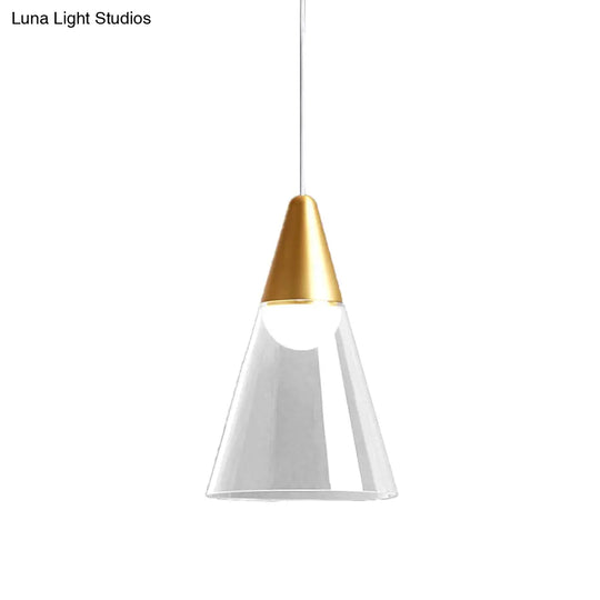 Postmodern Gold Tapered Pendant Lamp With Smoke Gray Glass - Ceiling Light 1 Bulb
