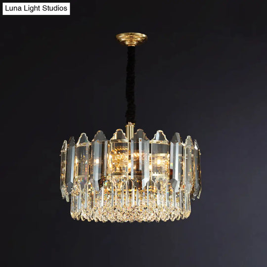 Modern Clear Crystal Ceiling Chandelier For Living Room / 19.5