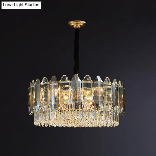 Modern Clear Crystal Ceiling Chandelier For Living Room / 23.5