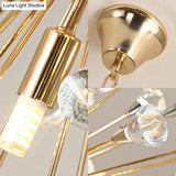 Postmodern Led Golden Urchin Chandelier With Crystal Accents