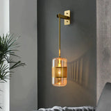 Postmodern Light Luxury Simple Bedroom Bedside Full Copper Wall Lamp Lamps
