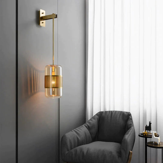 Postmoderne Licht Luxus Einfache Schlafzimmer Nachttisch Voll Kupfer Wand Lampe