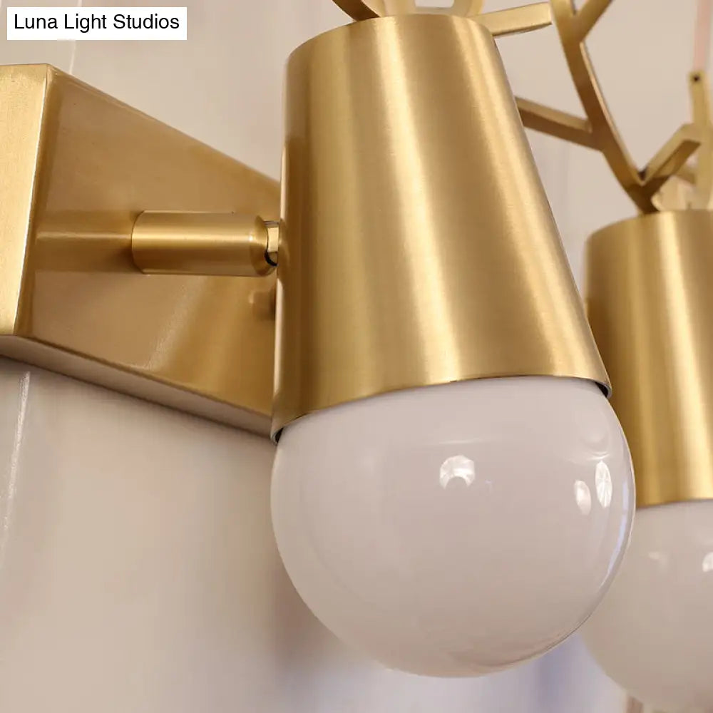Postmodern Metal Brass Sconce Light With Exposed Bulb Design - Antler Vanity Wall Fixture