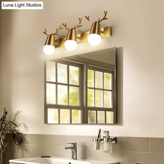Postmodern Metal Brass Sconce Light With Exposed Bulb Design - Antler Vanity Wall Fixture
