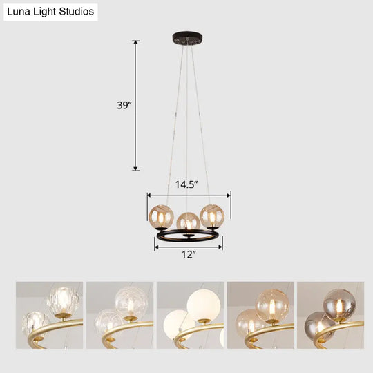 Postmodern Metal Pendant Chandelier With Glass Ball Shade 3 / Black