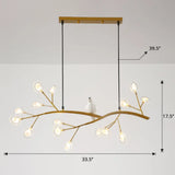 Postmodern Metal Island Light With Bird And 15-Head Hanging Lamp For Restaurants Gold / Clear
