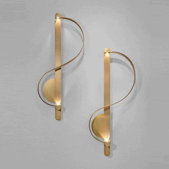 Postmoderne minimalistische kreative S-förmige Kupfer-Wandlampe