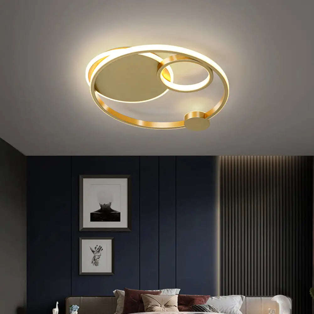 Postmodern Multi-Ring Metal Led Flush Mount Ceiling Lamp For Bedroom Light