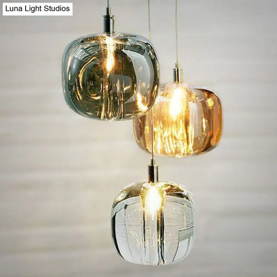 Postmodern Pumpkin Led Pendant Lamp: Creative Mirror Glass Hanging Light For Cafes
