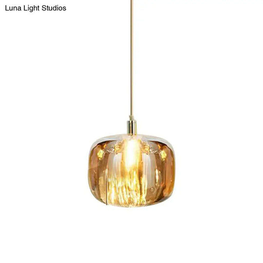 Postmodern Pumpkin Led Pendant Lamp: Creative Mirror Glass Hanging Light For Cafes