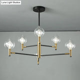 Postmodern Raindrop Chandelier: Clear And Seedy Glass Bedroom Drop Lamp With Branching Arm