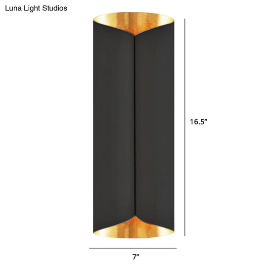 Postmodern Roll Shape Metal Wall Lamp Sconce - 2-Bulb Mount Light For Stairs