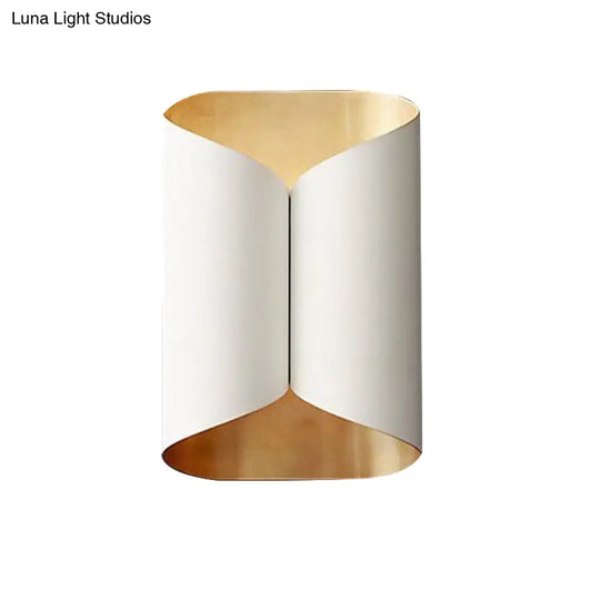 Postmodern Roll Shape Metal Wall Lamp Sconce - 2-Bulb Mount Light For Stairs