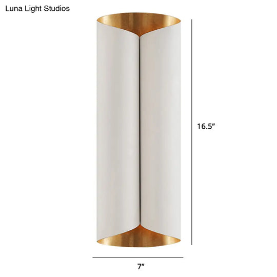 Postmodern Roll Shape Metal Wall Lamp Sconce - 2-Bulb Mount Light For Stairs