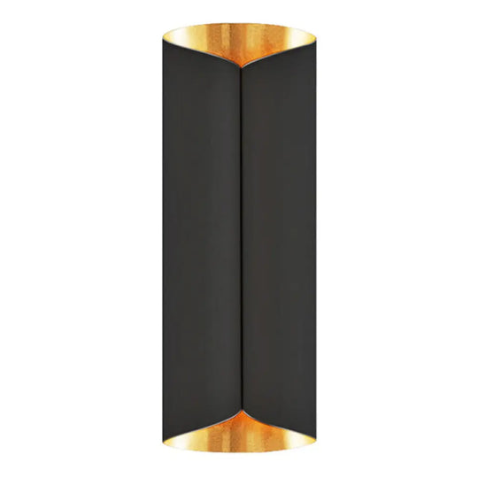 Postmodern Roll Shape Metal Wall Lamp Sconce - 2-Bulb Mount Light For Stairs Gold-Black / 16.5