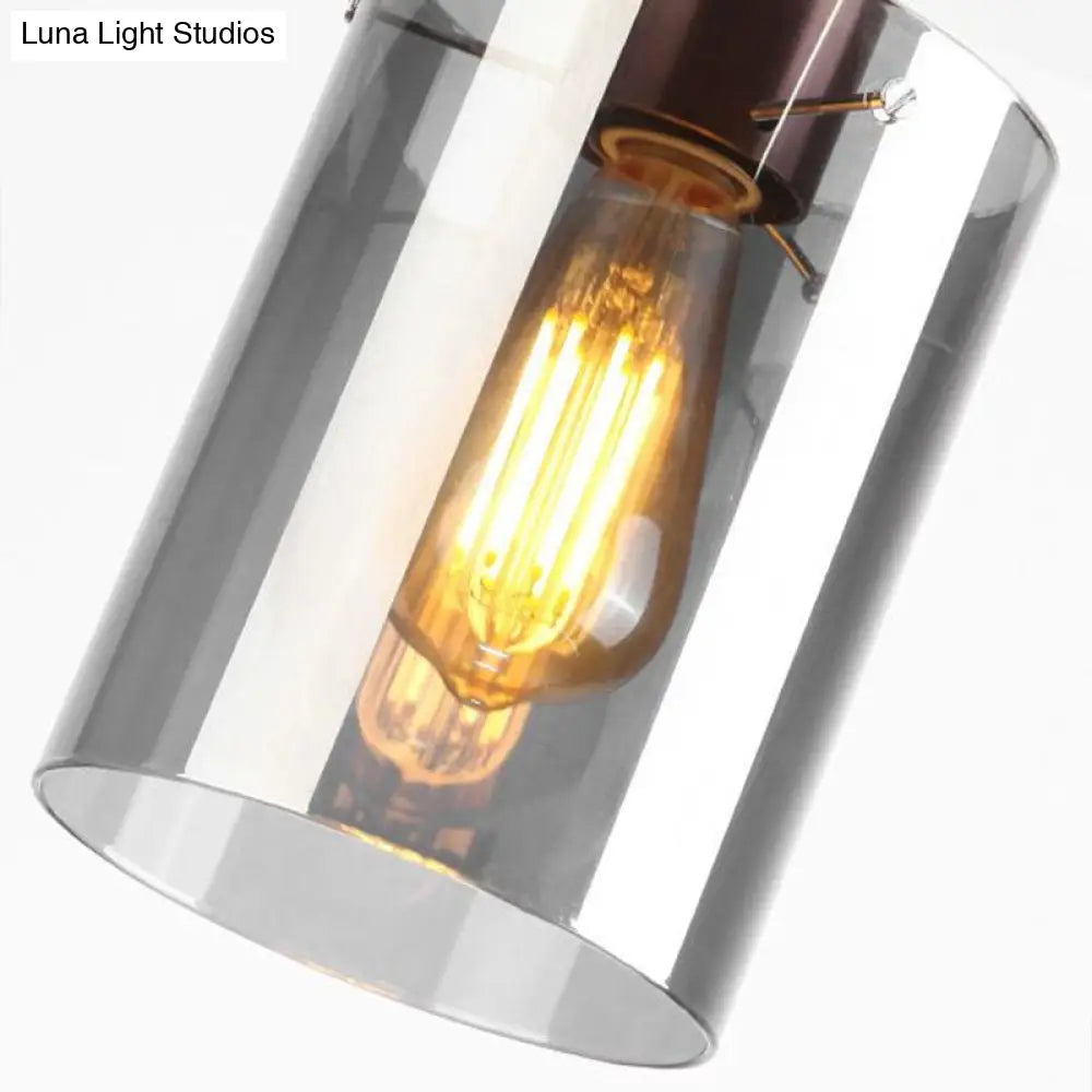 Smoke Grey Glass Pendant Light - Rose Gold Bottle Shaped Postmodern Hanging Fixture