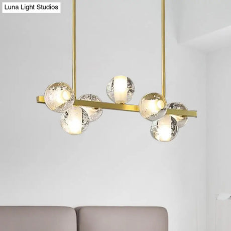 Postmodern Seeded Crystal Suspension Globe Light With 6 Heads - Ideal For Dining Rooms