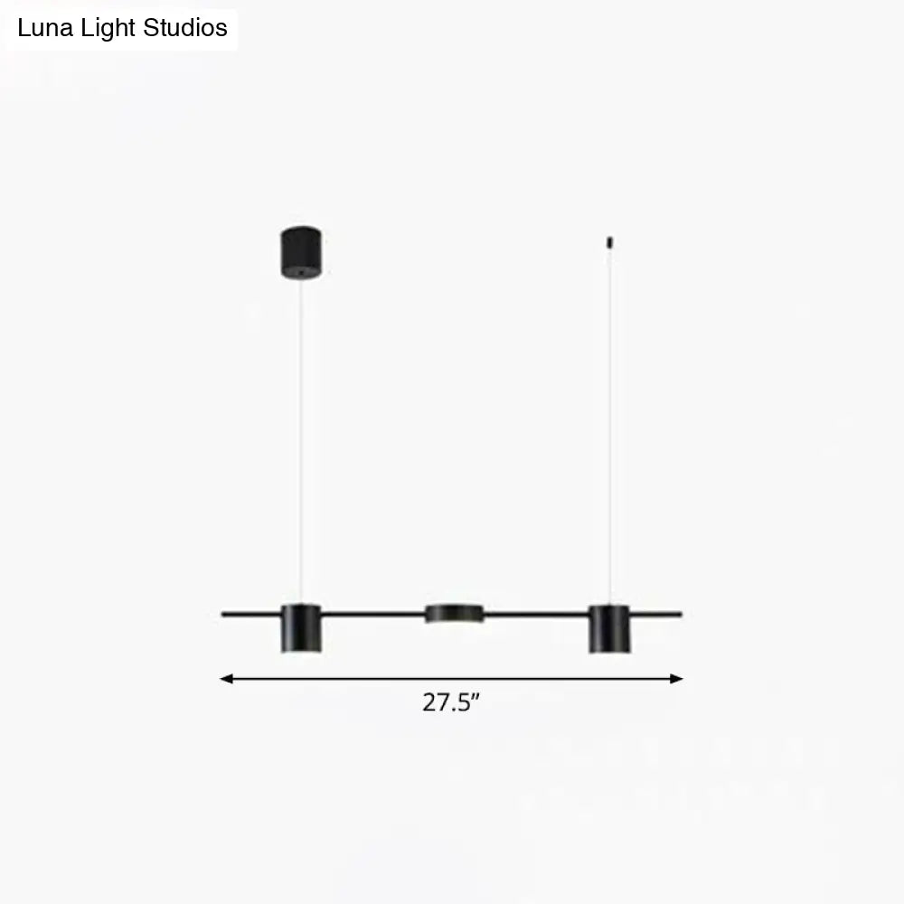 Postmodern Straight Bar Led Ceiling Light For Kitchen Island Stylish Metal Hanging Fixture 3 / Black