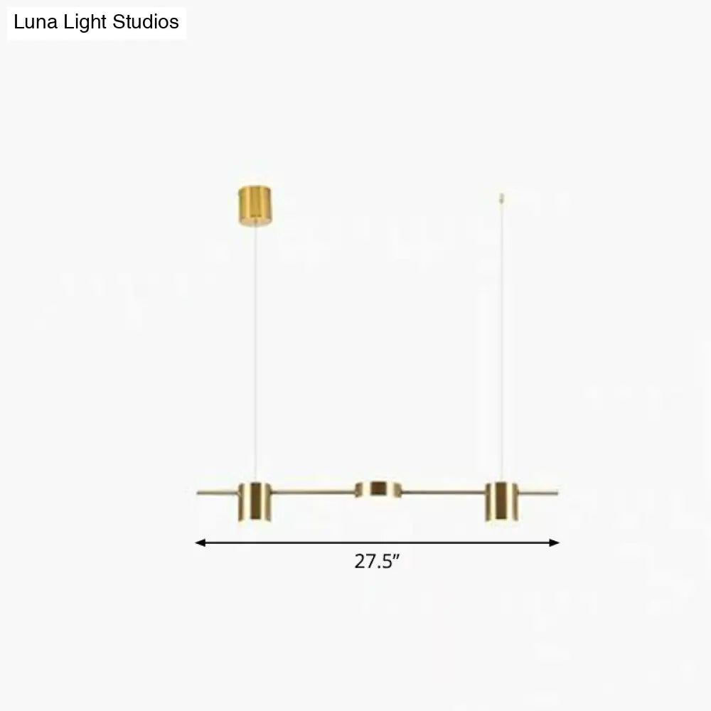 Postmodern Straight Bar Led Ceiling Light For Kitchen Island Stylish Metal Hanging Fixture 3 / Gold