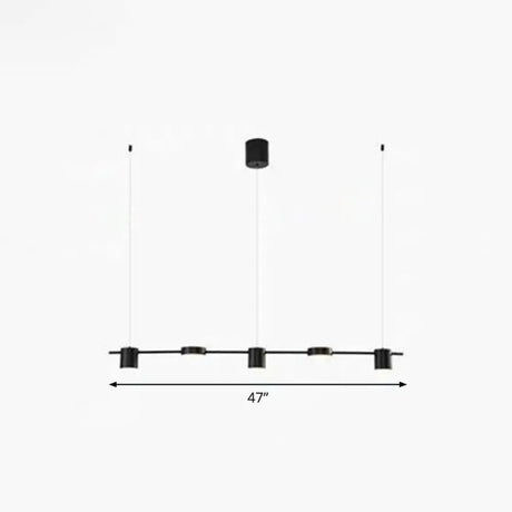Postmodern Straight Bar Led Ceiling Light For Kitchen Island Stylish Metal Hanging Fixture 5 / Black