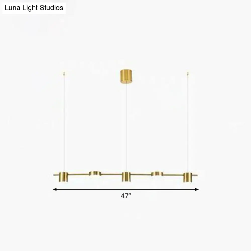 Postmodern Straight Bar Led Ceiling Light For Kitchen Island Stylish Metal Hanging Fixture 5 / Gold