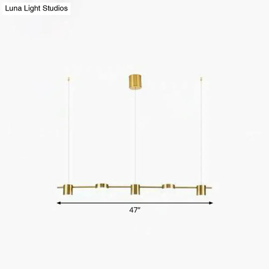 Postmodern Straight Bar Led Ceiling Light For Kitchen Island Stylish Metal Hanging Fixture 5 / Gold
