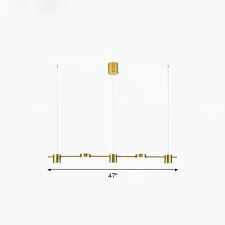 Postmodern Straight Bar Led Ceiling Light For Kitchen Island Stylish Metal Hanging Fixture 5 / Gold