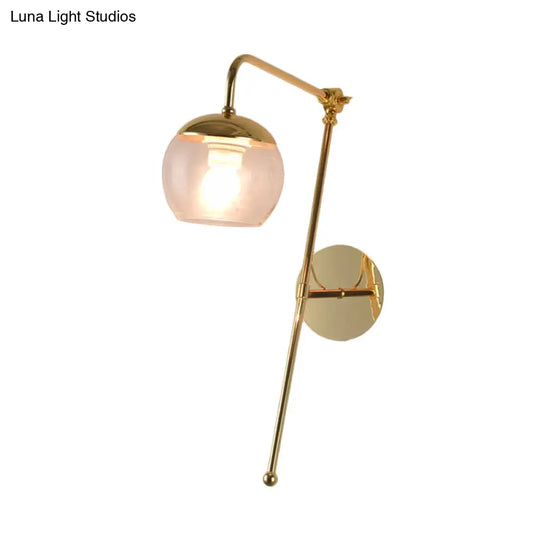 Postmodern Swing Arm Wall Sconce Light With Clear Glass Shade In Black/Gold