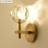 Postmodern Water Glass/Cut Crystal 1-Bulb Gold Wall Sconce Lamp - Cylinder/Ball Shape For Living