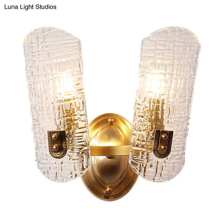 Prism Crystal Wall Sconce With 1/2 Lights - Brass Mount For Corridors