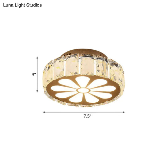 Prismatic Crystal Chrome Ceiling Flush Floral Pattern Led Mount Light Fixture