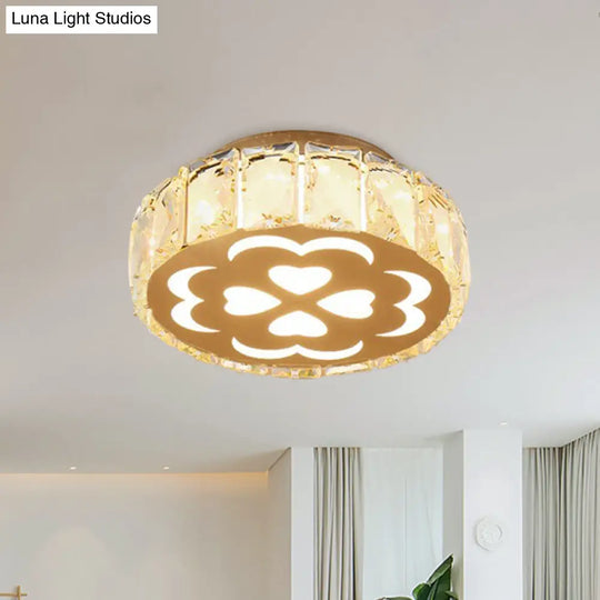 Prismatic Crystal Chrome Ceiling Flush Floral Pattern Led Mount Light Fixture