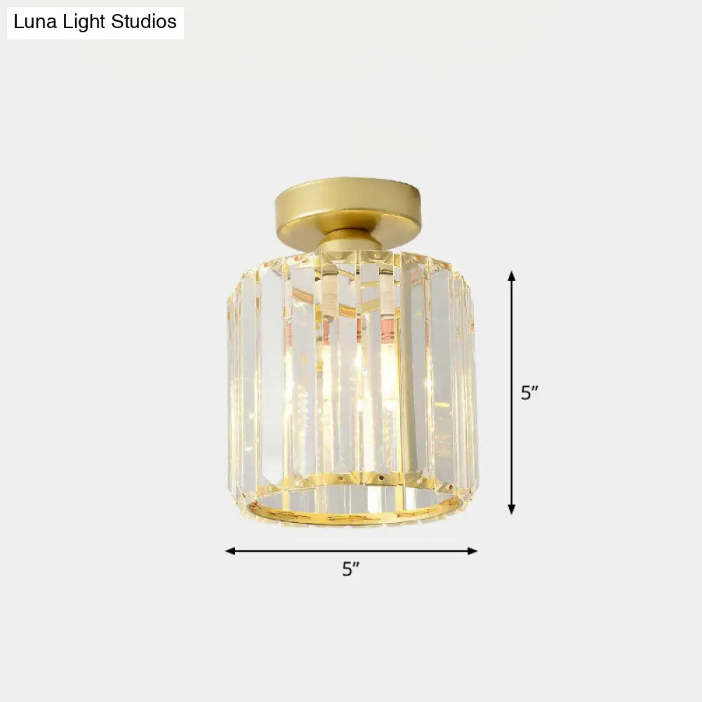 Prismatic Crystal Geometric Flush Mount Ceiling Light - Postmodern Style Gold / Round