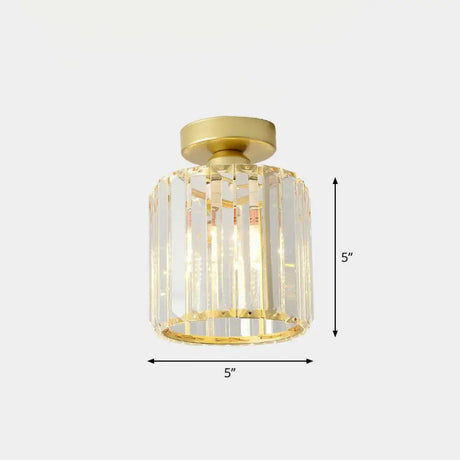 Prismatic Crystal Geometric Flush Mount Ceiling Light - Postmodern Style Gold / Round