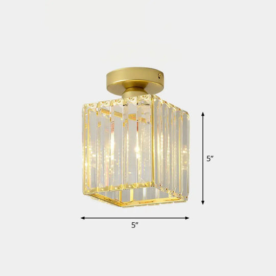 Prismatic Crystal Geometric Flush Mount Ceiling Light - Postmodern Style Gold / Square Plate