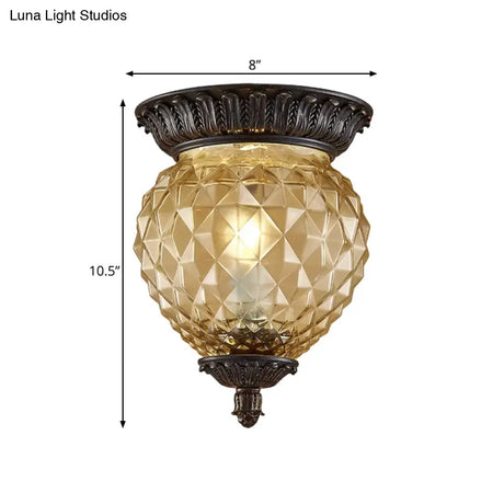 Prismatic Glass Black Flush Mount Lamp With Urn - Shaped And Teardrop Design - 8’/12.5’ Width 2