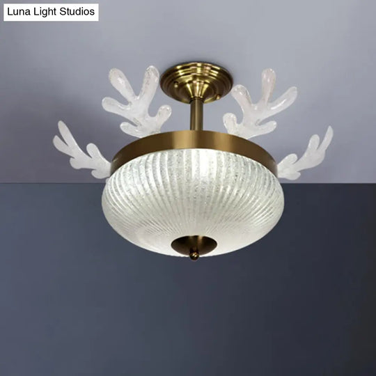 Prismatic Glass Ceiling Light - Nordic 8-Head Gold Antler Design
