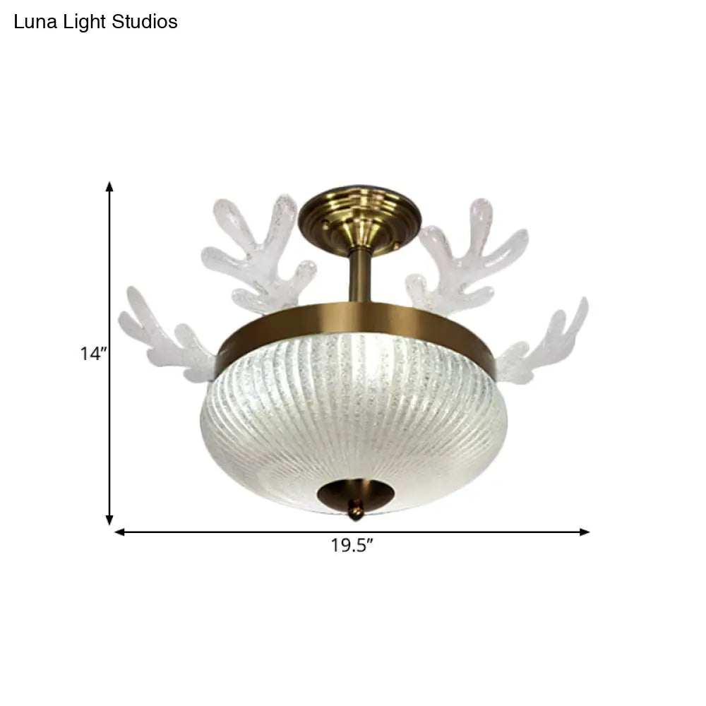 Prismatic Glass Ceiling Light - Nordic 8-Head Gold Antler Design